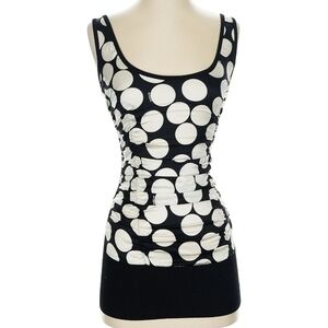 bebe silk black w/white Polka Dot tank top xs